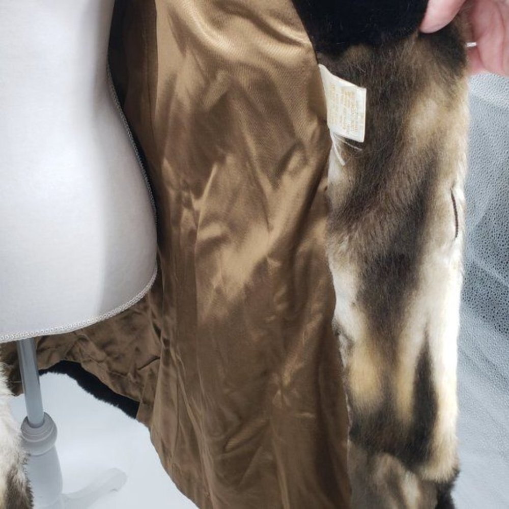 OTTA FIR Vintage Faux Fur Coat 50's 60's Retro Textured Belted Small EUC - Picture 13 of 15